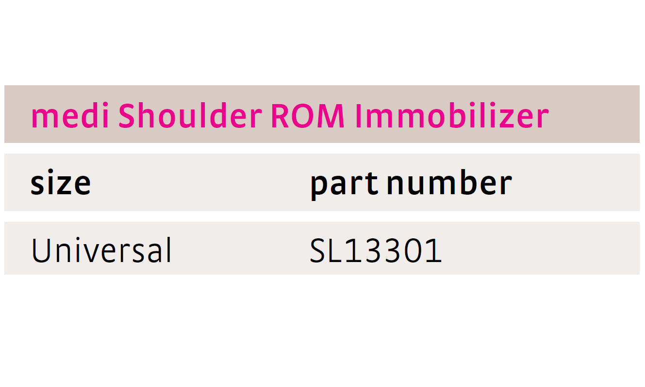 medi Shoulder ROM Immobilizer Size Chart