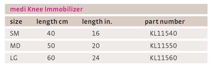 medi Knee Immobilizer Size Chart