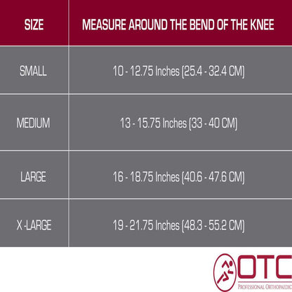 OTC Neoprene Knee Sleeve - Hor-shu Pad, Size Chart