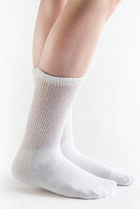 Doc Ortho Loose Fit Diabetic Crew Socks, 3 pairs, White