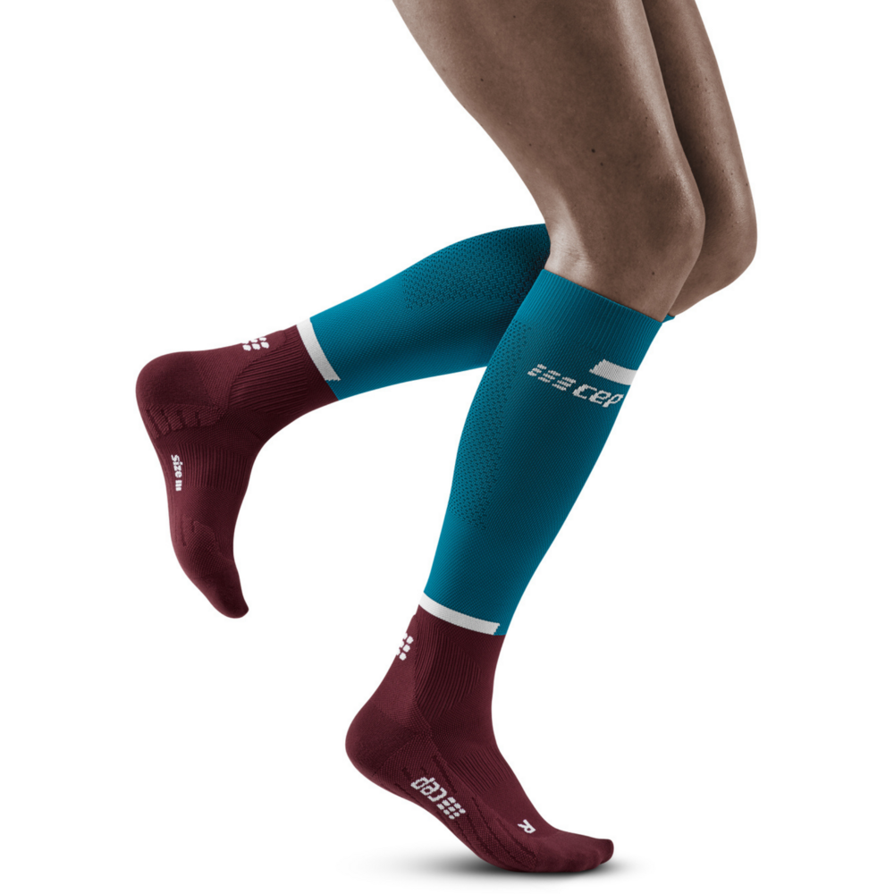 The Run Compression Tall Socks 4.0, Women, Petrol/Dark Red