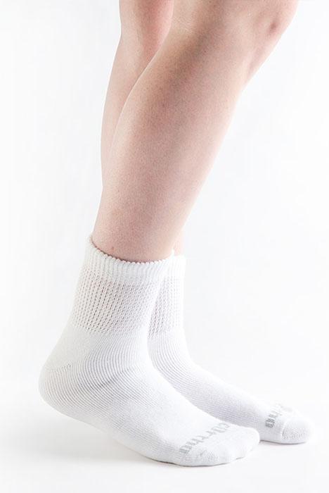 Doc Ortho Ultra Soft Loose Fit Diabetic 1/4 Crew Socks, 3 pairs, White