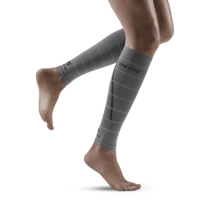 Reflective Compression Calf Sleeves, Women, Grey/Silver